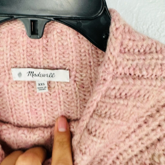 Madewell Loretto Mock Neck Wool-Blend Sweater in Heather Blush Pink - Picture 5 of 9